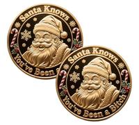 Santa Knows You've Been a Bitch Coin, Santa Knows Naughty List Coin, You Ain't Getting Shit Coin, Exquisitely Funny Merry Fucking Christmas Challenge Coins, Unique Santa Decorations Gift (2pcs,A)
