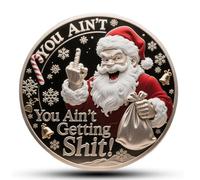 Santa Knows You've Been a Bitch Coin, Santa Knows Naughty List Coin, You Ain't Getting Shit Coin, Exquisitely Funny Merry Fucking Christmas Challenge Coins, Unique Santa Decorations Gift (B)
