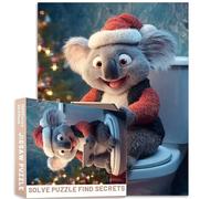 Santa Koala On Toilet with Christmas Tree Background 1000 Piece Puzzle for Adults 27x20 Inches Pixar Style Art Colorful DIY Puzzles for Home Decoration Gifts Family Puzzle Perfect for Game Nights