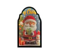 Santa LED Mirror | Lighted Holographic Santa Claus Decorations | LED Novelty Ornament Festive Decor for Home Wall Bedroom Adults Party Christmas Holiday