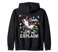 Santa, Let Me Explain! Funny Christmas Cat Tangled in Lights Zip Hoodie