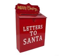 Santa Letter Box,Wall Mounted Mailbox,for Kids Xmas Letters, Red Metal | Christmas Post Box with Festive Design, Holiday Letter Holder and for North Pole Decor for Childrens Christmas , Home