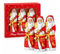 Santa Lindt Chocolates Gift Box for Stocking Fillers - Festive 3 x 125g Santa Claus Chocolate Figures with Gold Bells, Christmas Chocolate. Great Christmas Gift for Kids