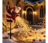 Santa Magic Pour, Solar Christmas Garden Stake Light, Flowing Warm White Fairy Lights, Solar Powered Santa Figurine Outdoor Decoration for Yard, Patio, Lawn and Pathway