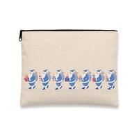 Santa Makeup Bag, Holiday Cheer Cute Cosmetic Travel Pouch for Women, Portable Small Canvas Zipper Organizer, Christmas Skincare Toiletry Bag, Beige, 7x9 Inch, Santa