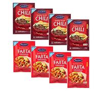 Santa Maria - 4 Bags for Spice Mix Seasoning for Chili (16 portions) + 4 Spice Bags Mixed for Tortilla and Fajita Filling (16 Portions) - Total 8 Bags (224 Gram)