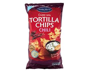 Santa Maria Chilli Tortilla Chips, 475g | Lightly Salted Snacking Corn Chips | Great to Serve with Mexican Fajita, Burrito, Quesadilla & Enchilada, Yellow