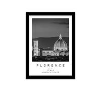 Santa Maria Del Fiore Travel Print Florence Wall art Black and white Poster A4 Print in Black frame 24.5 X 33cm (9.6x13inch)