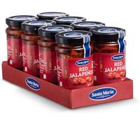Santa Maria Red Jalapenos, 200g (Pack of 8) | Large Pack of Spicy Pickled Mexican Jalapeno | Great with Tacos, Tortilla Chips & Dip or Fajitas