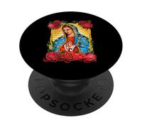 Santa María Virgen de Guadalupe, Rose Flower Señora Reina PopSockets Adhesive PopGrip