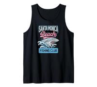 Santa Monica Beach Fishing Club Retro Shark Graphic Tank Top