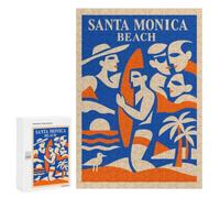 Santa Monica Beach Vintage Poster Jigsaw Puzzle, 300 PCS, Indoor Activity for The Home, A Rewarding Pastime for Dedicated Jigsaw Fans, at Home