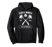 Santa Monica California Established 1875 Retro Palm Tree Pullover Hoodie