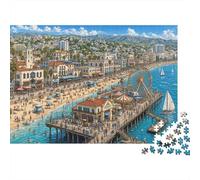 Santa Monica Pier 1000 Piece Jigsaw Puzzle,Stress Relief,Premium Cardboard,Whimsical Challenge California Beach,Educational Toy,Home Wall Decor,Gift Idea,Adults & Kids 14+ 52x38cm