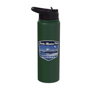 Santa Monica Pier California Night Ocean Beach Ferris Wheel Stainless Steel Insulated Water Bottle