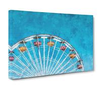 Santa Monica Pier Ferris Wheel Canvas Print | Gallery Wrapped 30mm Frame Wall Art | 20x14 inches | Ready to Hang | Abstract Christmas Picture | Living Room Bedroom Lounge Office