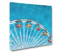 Santa Monica Pier Ferris Wheel Canvas Print | Gallery Wrapped 30mm Frame Wall Art | 20x20 inches | Ready to Hang | Abstract Christmas Picture | Living Room Bedroom Lounge Office