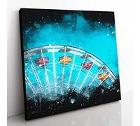 Santa Monica Pier Ferris Wheel Paint Splash Modern Canvas Wall Art Print Ready to Hang, Framed Picture for Living Room Bedroom Home Office Décor, 50x50 cm (20x20 Inch)