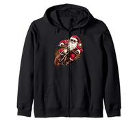 Santa Motorcycle Christmas Rider Xmas Zip Hoodie
