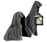 Santa Muerte 6.1''Grim Reaper Figurine in Black Robe Halloween Decor with Lantern Gothic Spooky Resin Nemesis Now Figurines for Desktop Bookshelf Horror Figures