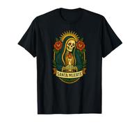 Santa Muerte Candle & Roses Prayer-Card T-Shirt