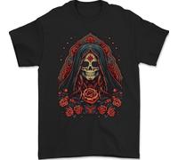 Santa Muerte Cult Female Deity Saint of Death Mens T-Shirt 100% Cotton Black M