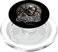 Santa Muerte Design Brushed Steel Look PopSockets PopGrip for MagSafe