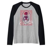 Santa Muerte Devotional Emblem Gothic Prayer Card Raglan Baseball Tee