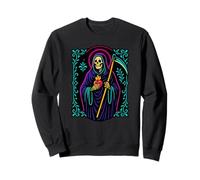 Santa Muerte Flame Heart Sacred Prayer Art Sweatshirt