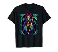 Santa Muerte Flame Heart Sacred Prayer Art T-Shirt