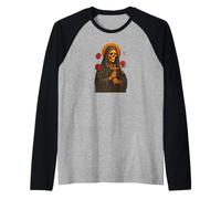 Santa Muerte Mexican Folk Saint Realistic Skull Portrait Art Raglan Baseball Tee