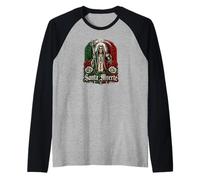 Santa Muerte Mexico Guadalupe Rosary Roses Folk Saint Raglan Baseball Tee