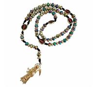 Santa Muerte Necklace Rosaries Beads Holy Death's Necklace Blessing Crafted Rosario de la santa muerte Prayer Gift For Men and Women, One Size, Crystal, No Gemstone