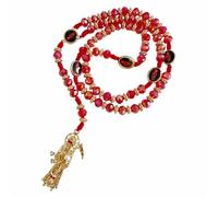 Santa Muerte Necklace Rosaries Beads Holy Death's Necklace Blessing Crafted Rosario de la santa muerte Prayer Gift For Men and Women, One Size, Crystal, No Gemstone