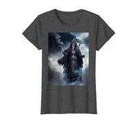 Santa Muerte Patron Saint of Death Mexican Folklore Artwork T-Shirt, Women, Dark Heather Grey, Medium