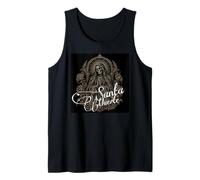 Santa Muerte Praying Rosary Roses Candles Folk Saint Tank Top