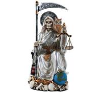 Santa Muerte Saint of Holy Death Seated Religious Statue 9 Inch Purification (White)