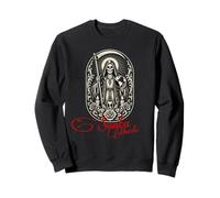 Santa Muerte Scythe Globe Hourglass Roses Folk Saint Sweatshirt