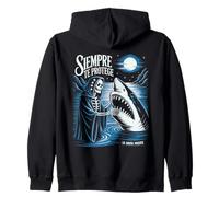 Santa Muerte Shark Siempre Te Protege Mexican Deity Folklore Zip Hoodie