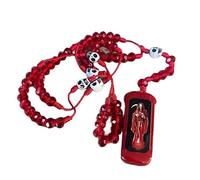 Santa Muerte thread rosary. Rosario de hilo de la Santa Muerte. (Red) Jewelry joyeria accesorios