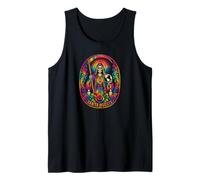 Santa Muerte Tie Dye Folk Saint Roses Candles Design Tank Top