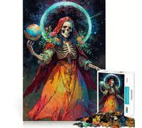 Santa Muerte with Globe And Flowers 1000 Piece Jigsaw Puzzle for Teenagers Logic Toy Group Play Precision Cut Thoughtful Gift (50x75cm)