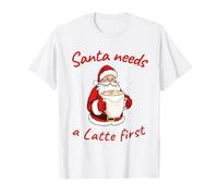 Santa Needs a Latte First Christmas Coffee Lover Holiday T-Shirt