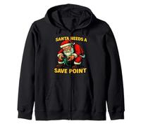 Santa Needs a Save Point Funny Christmas Gamer Zip Hoodie
