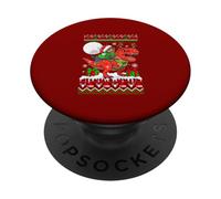 Santa Norwich Terrier Riding T-Rex Reindeer Xmas Sweater PopSockets Adhesive PopGrip
