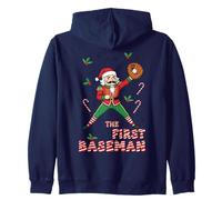 Santa Nutcracker Baseball Christmas The First Baseman Zip Hoodie