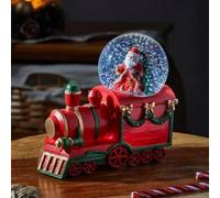 Santa On A Train Snow Globe With Colour Changing Led's