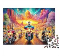 Santa on Motorcycle 1000 Piece Jigsaw Puzzle Recycled Cardboard for Adults Stress Relief Eco-Friendly Premium Quality Motorcycle in Desert Brain Teaser Mental Stimulation Solo Leisure Indoor Game 38x2