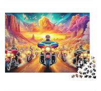 Santa on Motorcycle 1000 Piece Puzzle for Adults Vibrant Fantasy Motorcycle Ride Premium Thick Sturdy Vibrant Challenging Hard Gift70x50cm/1000pcs