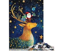 Santa on Reindeer Puzzle Precise Interlocking Paper Rectangular Jigsaw Puzzle for Boy Or Girl 1000pcs (75x50cm)
